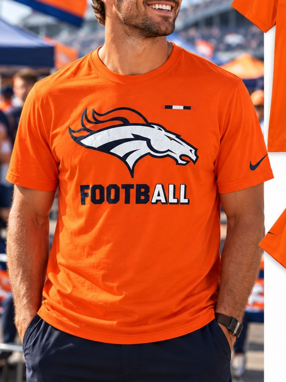 Nike Denver Broncos NFL Dri-FIT Football T Shirt Men’s XL Orange Team Logo